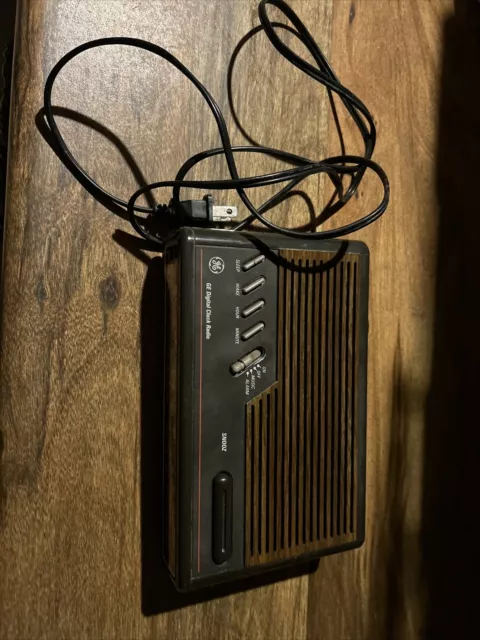 Vintage GE Digital Clock Radio 7-4612B Alarm AM/FM Brown Radio Works LCD Is Out