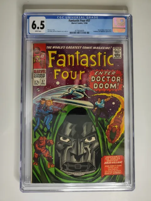 Fantastic Four #57 CGC 6.5 WP WHITE Doctor Doom Silver Surfer Sandman Appearance