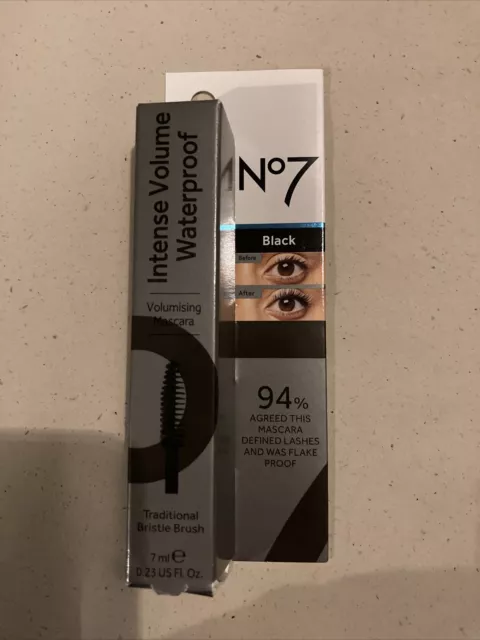 No7 INTENSE VOLUME WASSERDICHT Mascara schwarz 7ml Brandneu im Karton