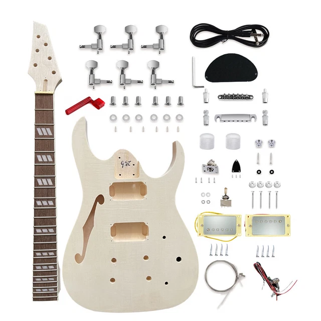 DIY ELECTRIC GUITAR Kit with Flamed Maple Veneer Top Basswood Body
