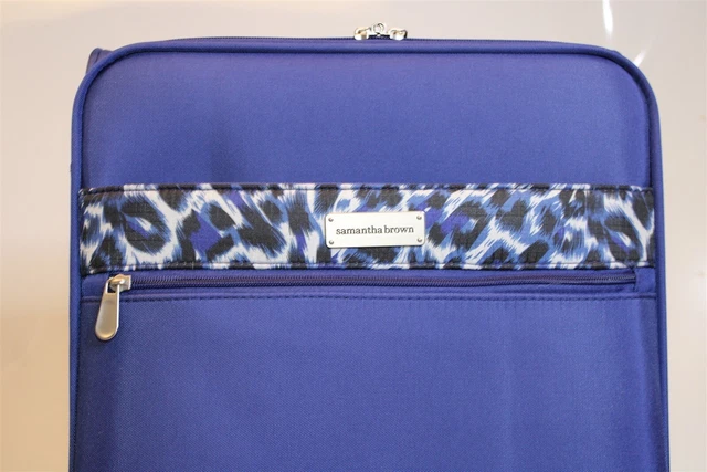 Samantha Brown Navy Leopard NEW 2PC Set Carry On & Tote Luggage S7655-47-2PC 9