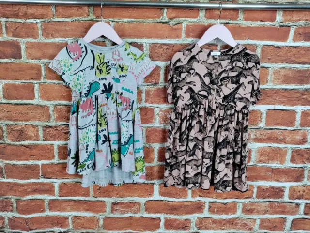 Girls Bundle Age 2-3 Years 100% Next T-Shirt Dress Leopard Dinosaur Sleeve 98Cm