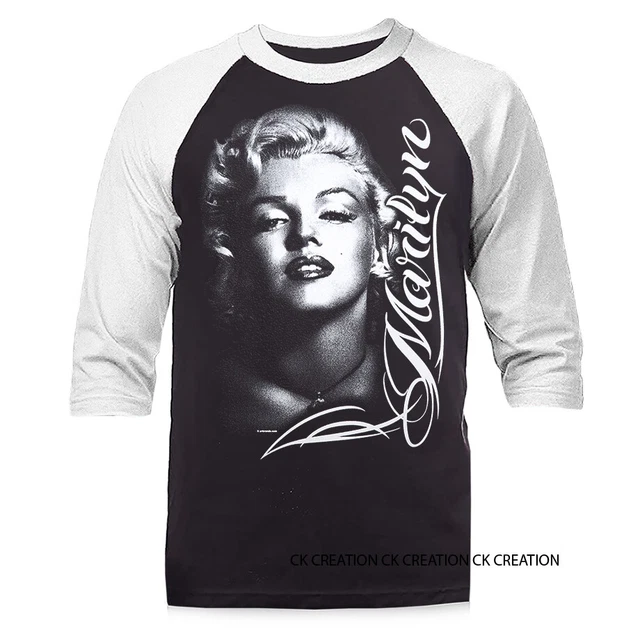 Monroe Portrait Pose 3/4 Sleeve Graphic  Raglan 3/4 Sleeve Baseball T-shirt Tee