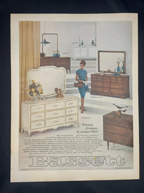 Magazine Ad* - 1962 - Bassett Furniture - 5 styles shown