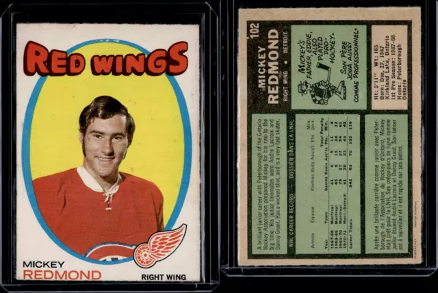 Auction Prices Realized Hockey Cards 1970 O-Pee-Chee Mickey Redmond TRADE  NOTED ON FRONT