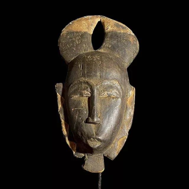 African Tribal Face Mask Wood Hand Carved Vintage Wall Hanging Guro Mask-7598