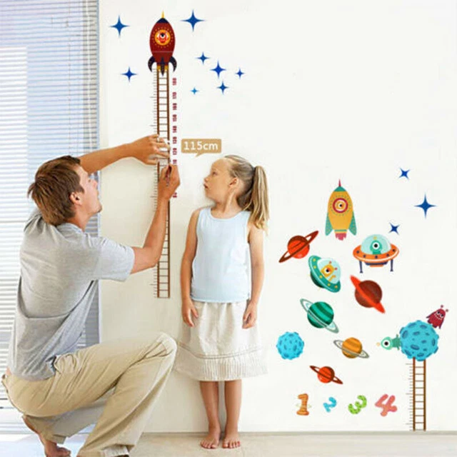 Sticker Chart Baby Space Room Decor Measure Planets Height Wall Home Rocket