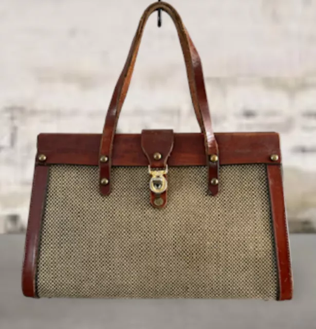 Vintage John Romain Purse Brown Leather  Doctors Bag Handbag Style December 1970