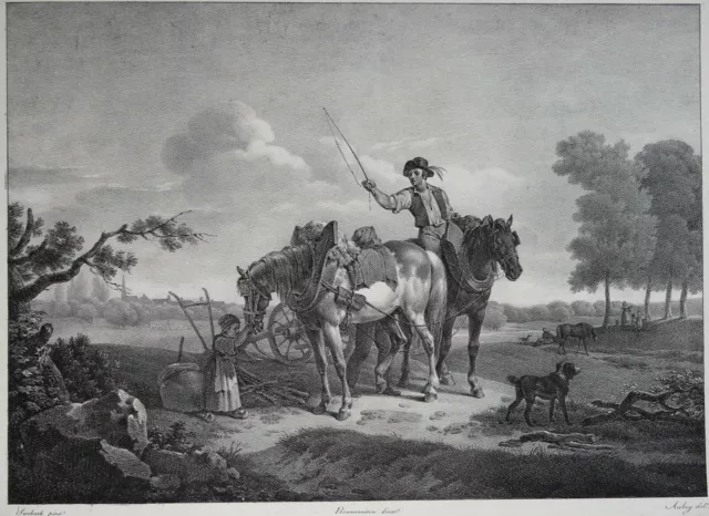 Lithographie Féréol Bonnemaison Une Charrue d'après Sweback par L. F. Aubry 1822