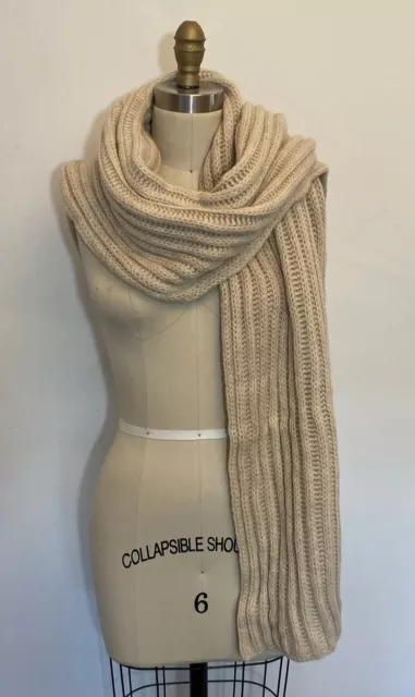 NWT Giorgio Armani Le Collezioni ITALY Wool/Alpaca Chunky Knit Cream Long Scarf