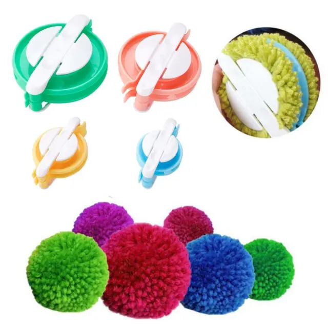 4 Sizes Round Pompom Maker Tools For Knitting Pom Pom Maker Clover Fluff Ball'