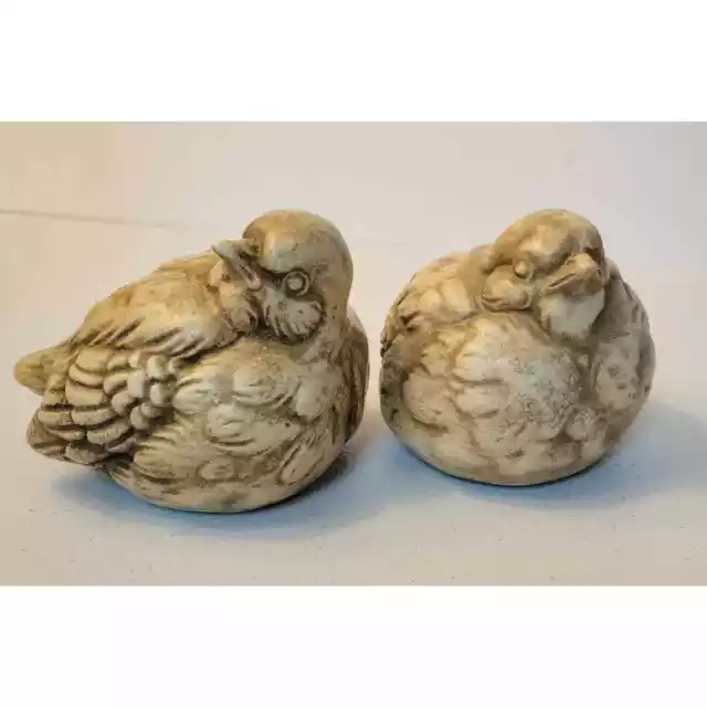 Set of (2) Ceramic Baby Birds Spring Decor 3"H Chubby Grumpy