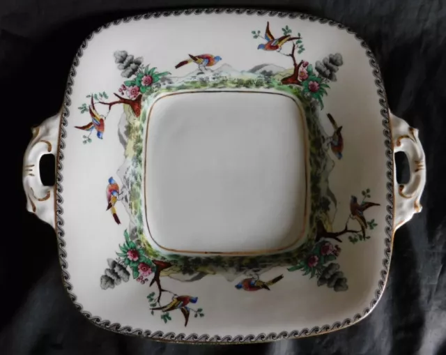 ROYAL STAFFORD English Bone China 2 Handled Serving Plate Hand Painted BIRDS