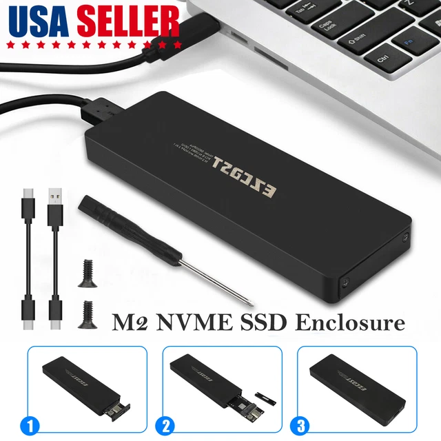 SATA NGFF/PCIE NVME M2 SSD Enclosure External Hard Drive Disk Case for