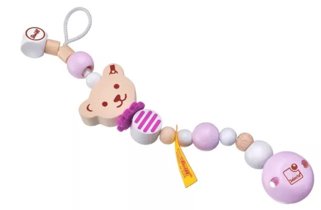 Selecta 64302 Babywelt Botón Rígido en la oreja - Cadena de chupete Rosa