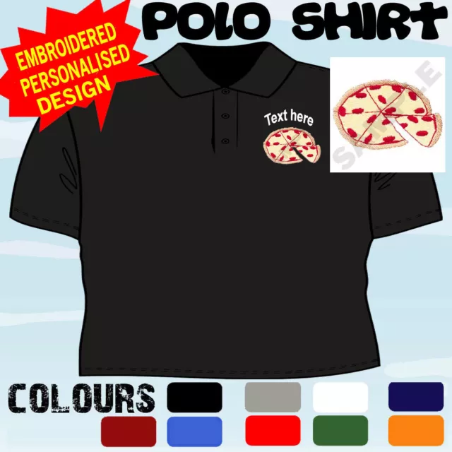 Personalised Embroidered Pizza Shop Business Workwear T Polo Shirt