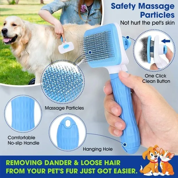 Dogs Cats Pets Hair Remover Grooming Massage Comb Deshedding Self Cleaning Brush
