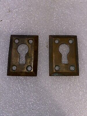 PAIR OF 2 ART DECO Solid Brass KEYHOLE COVERS