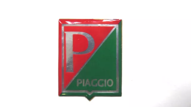 Piaggio Vespa Emblem aus Metall zum Kleben 48x39mm Silber/Grün/Rot