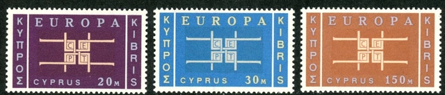 Cyprus 1963 Europa Scott #229-231, SG 234-236 Mint NH Cat $64.00