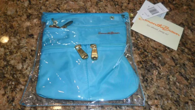Samantha Brown Crossbody Bag Travel or Everyday Aqua Adjustable Strap ~ NWT