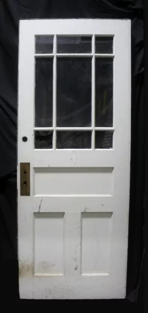 34"x86"x2 Antique Vintage Old SOLID Wood Wooden Entry Exterior Door Window Glass
