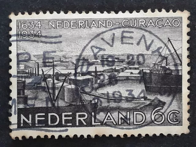 1934 Netherlands 6c grey Curacao Jubilee stamp Gravenhage cds