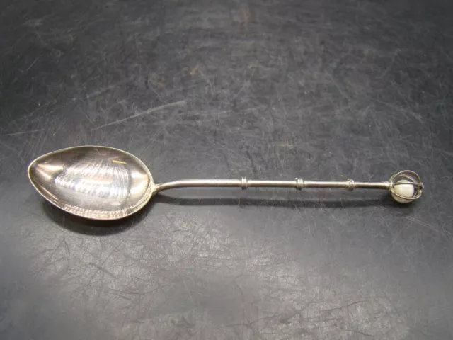 Japanese 1920's nice small spoon with 1 pearl in handle (STERLING JAPAN)  j2847