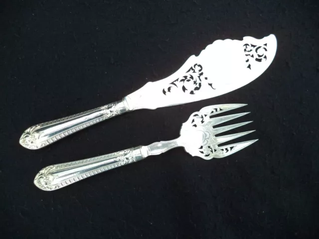 Sheffield fine silver plate fish set knife serving fork Harrison Howson 1880s