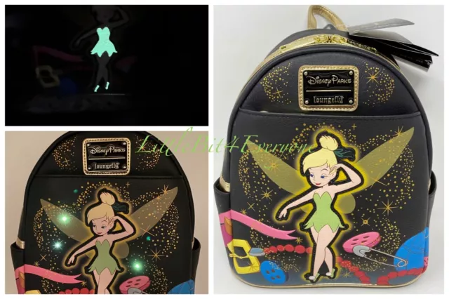 NWT Disney Parks Loungefly Peter Pan TINKER BELL Light-Up & GITD Mini Backpack