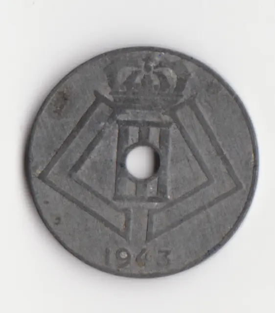 Rare 1943 Belgium 10 Centimes Coin - King Leopold III