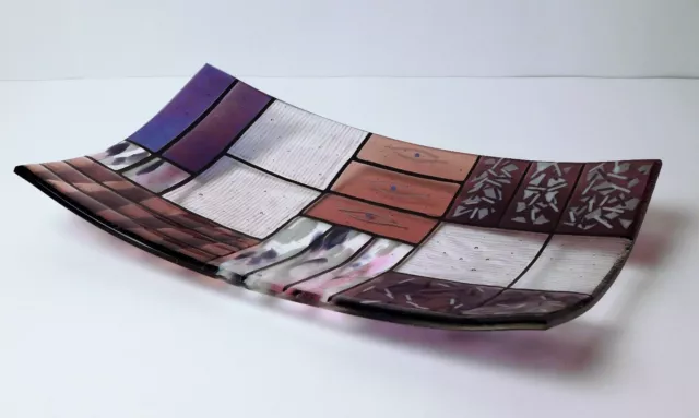 Games of Colors: A decorative fused glass plate "A Gentle color mix" - Purple