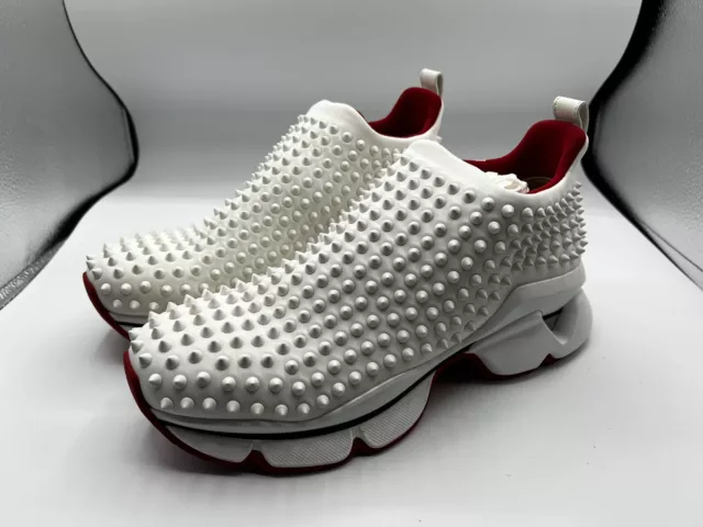 CHRISTIAN LOUBOUTIN SPIKE Sock Donna Flat Neoprene White Sneakers 42 700.00 PicClick