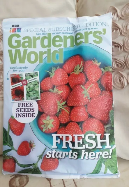 BBC Gardeners World magazine April 2022, free seeds .