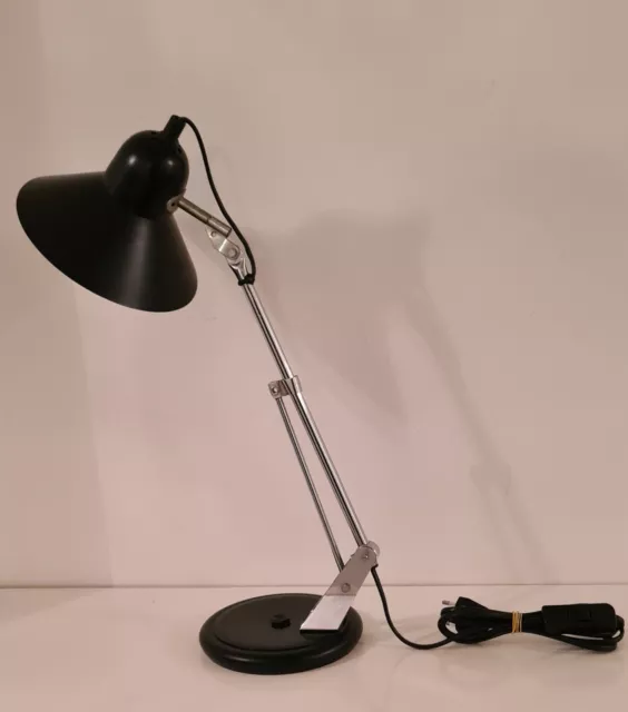 Lampe aluminor France - Lampe de bureau vintage chrome et noir design 1970s / FR