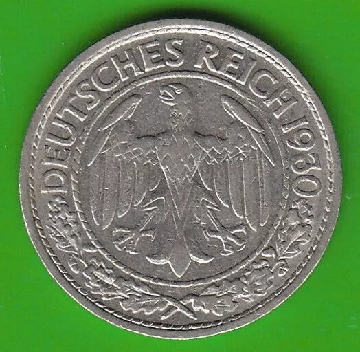 Münze Pfennig 50 Reichspfennig 1930 A in ss-vz Weimarer Rapublik nswleipzig 2