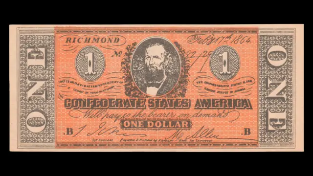 1864 Confederate One Dollar Note (Clement Clay) "T-71" Facsimile