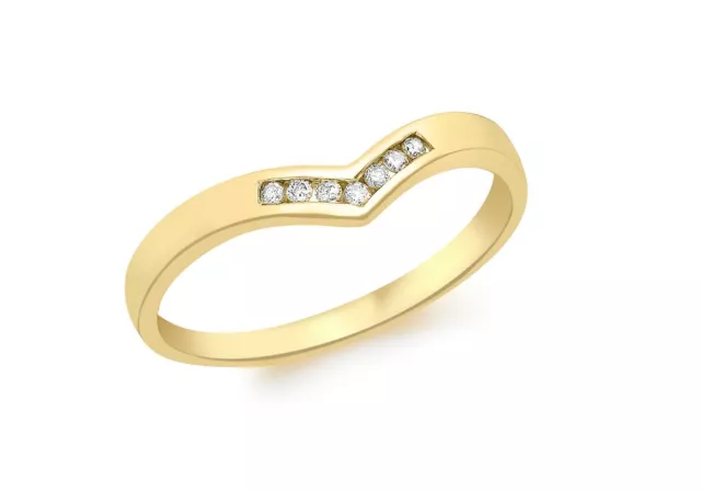 Mini Diamond Wishbone Ring 9ct Yellow Gold