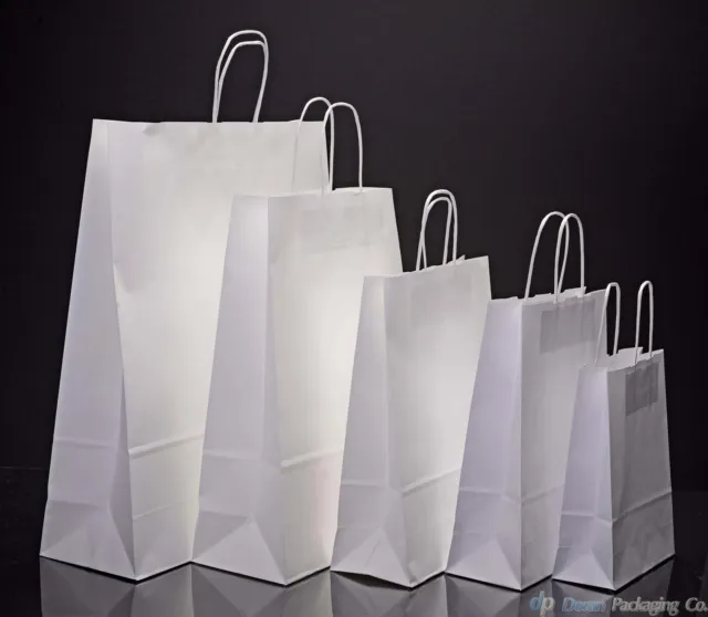 Bolsas de papel blanco mango giratorio fiesta y portador de regalo / bolsas de papel con asas