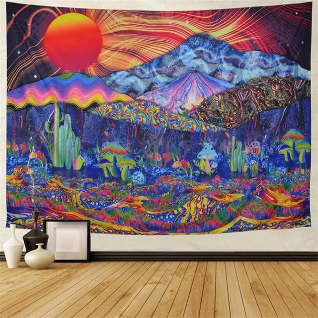 Trippy Psychedelic Landscape Tapestry