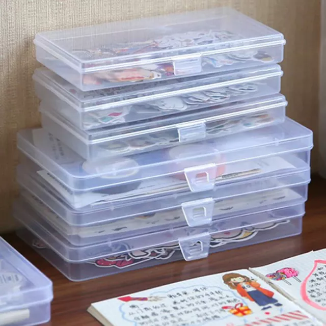 Transparent Desktop Stationery Clear Pencil Box Stickers Storage Case Desk -YB