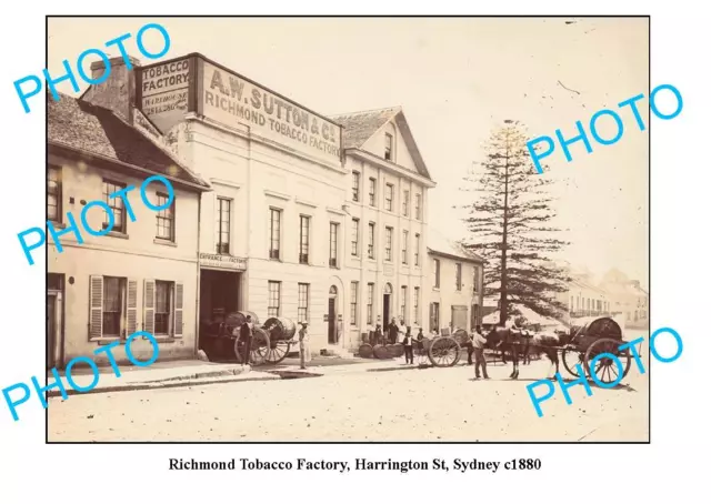 OLD LARGE PHOTO RICHMOND TOBACCO FACTORY HARRINGTON St SYDNEY NSW c1880