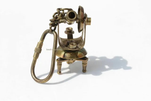 Nautical Decor Vintage Nautical Solid Brass Theodolite Key Chain Key Ring Gift
