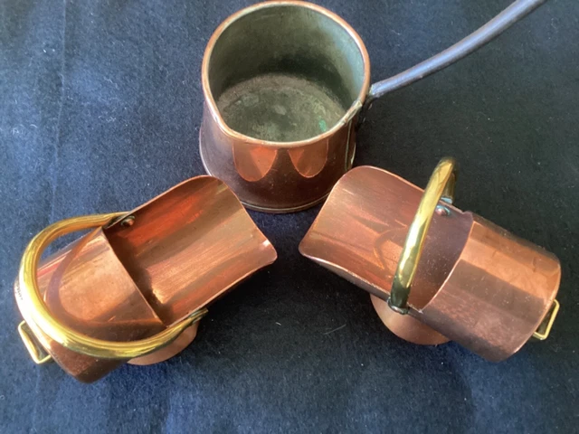 Vintage Miniaturpaar Kupferkohleversenkel Mit Kupferpfanne