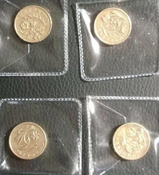 Floral Emblems Set Of Four £1 Coins. England Wales Scotland NI.