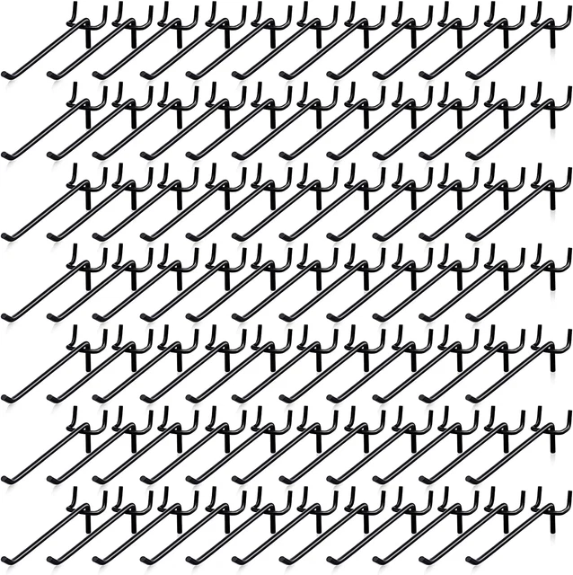 100 Pieces Peg Board Shelving Hooks Black Stainless Steel Pegboard Hooks Pegboar