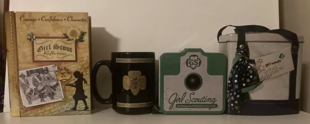 3 Girl Scouts Tins-Book, Camera & Going Places Tote Bag Plus a Girl Scouts Cup