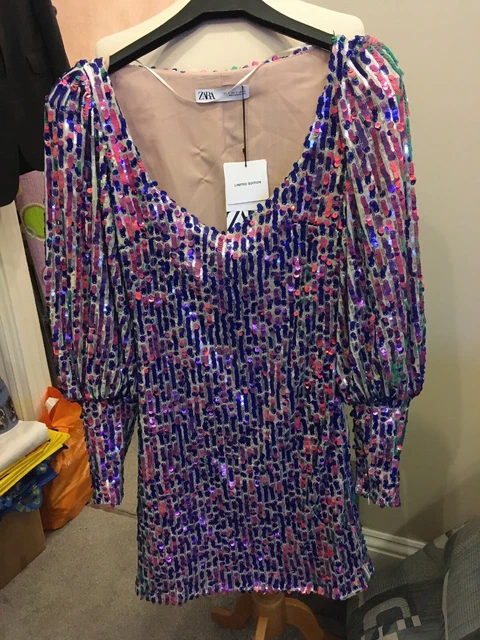 zara multicoloured sequin dress Zara + MULTICOLOURED SEQUIN DRESS