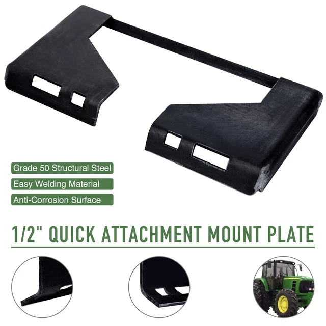 PREENEX 1/2" Quick-Tach Attachment Mount Plate Loader Skid Steer Trailer-Adapter