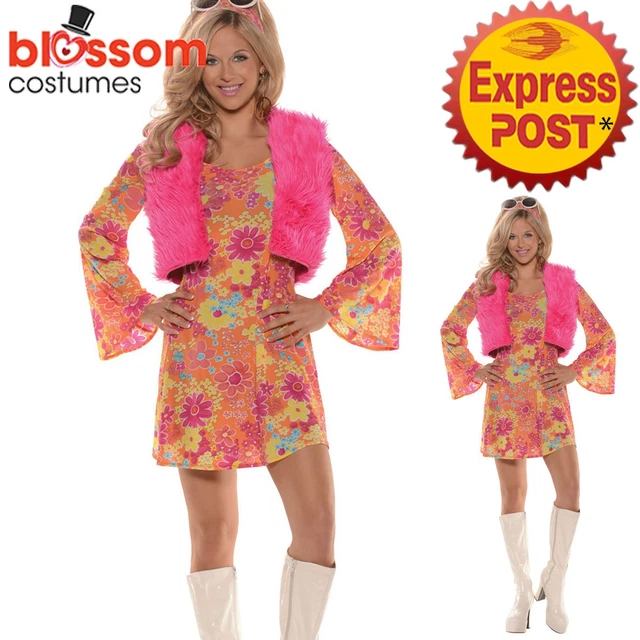 Ladies Flower Power Hippie Trousers 60s 70s Fancy Dress Costume Hippy - The Online Toy Store